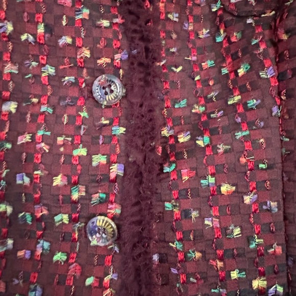 Elegant Burgundy Tweed Jacket Ptp 20” height 20” - Picture 5 of 10